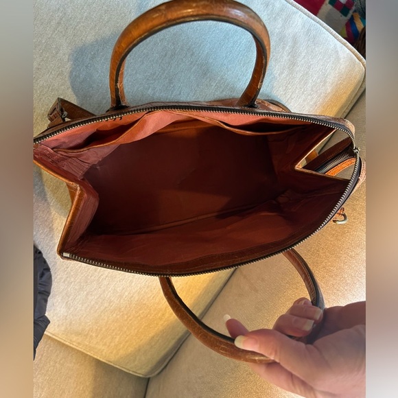 Just Campagne crocodile leather handbag with strap tan - Picture 7 of 8